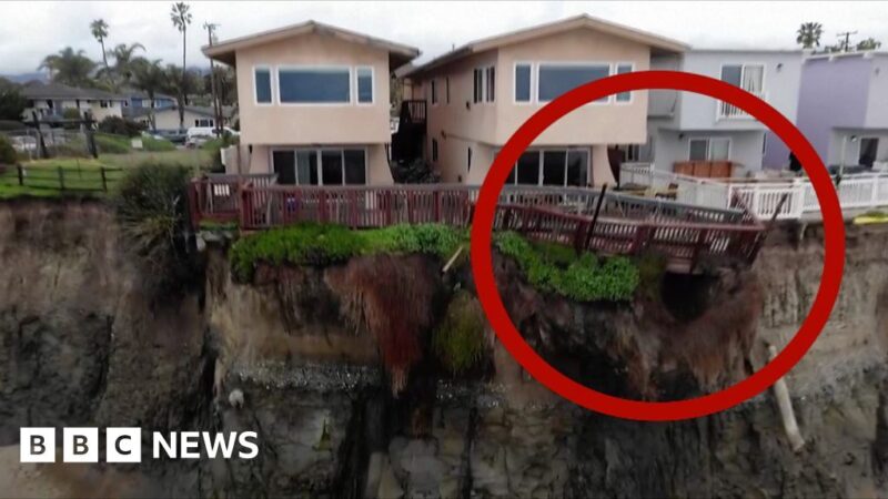 Collapsing cliffs and washed-out roads after California storms